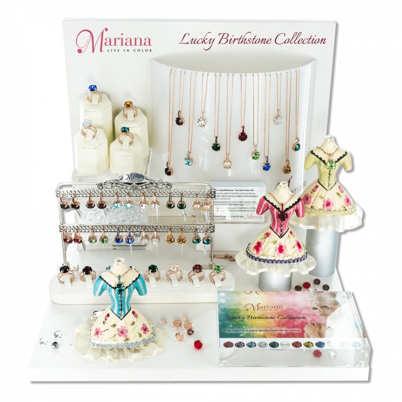 Inel placat cu aur roz de 24K cu cristale originale April Lucky Birthstone